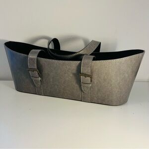 Gray Faux Leather Basket